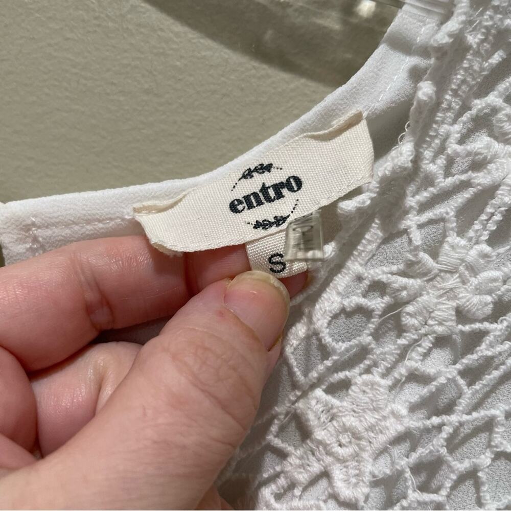 ENTRO Crochet & Lace Trim Tank Top White Size Small - Picture 6 of 7